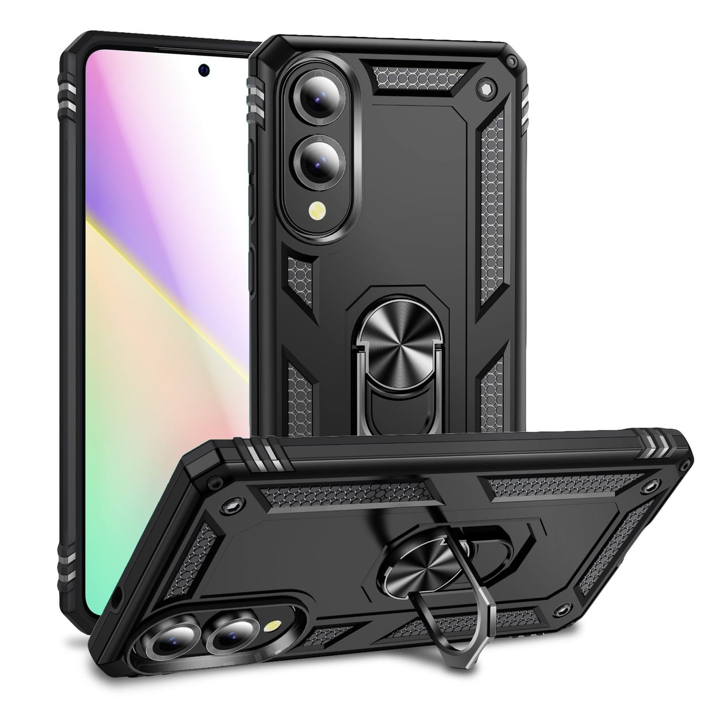 NALIA Panzerhülle für Samsung Galaxy S25 Edge – Ring-Ständer 360° & Magnet-Halterung Kompatibel – RINGDEFEND (Stoßfestes Outdoor Case) – Marke aus Berlin