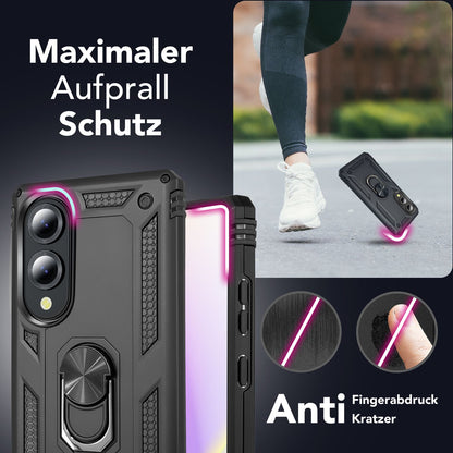 NALIA Panzerhülle für Samsung Galaxy S25 Edge – Ring-Ständer 360° & Magnet-Halterung Kompatibel – RINGDEFEND (Stoßfestes Outdoor Case) – Marke aus Berlin