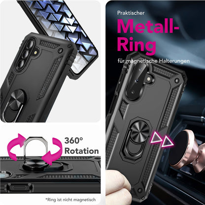 NALIA Panzerhülle für Samsung Galaxy A26 – Ring-Ständer 360° & Magnet-Halterung Kompatibel – RINGDEFEND (Stoßfestes Outdoor Case) – Marke aus Berlin