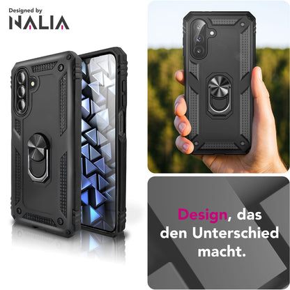 NALIA Panzerhülle für Samsung Galaxy A26 – Ring-Ständer 360° & Magnet-Halterung Kompatibel – RINGDEFEND (Stoßfestes Outdoor Case) – Marke aus Berlin
