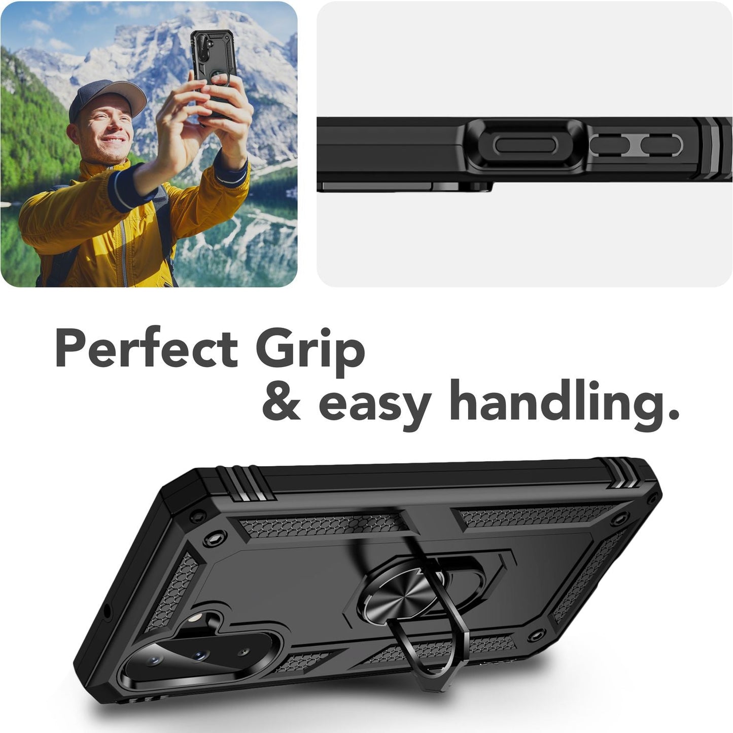 NALIA Panzerhülle für Samsung Galaxy A26 – Ring-Ständer 360° & Magnet-Halterung Kompatibel – RINGDEFEND (Stoßfestes Outdoor Case) – Marke aus Berlin