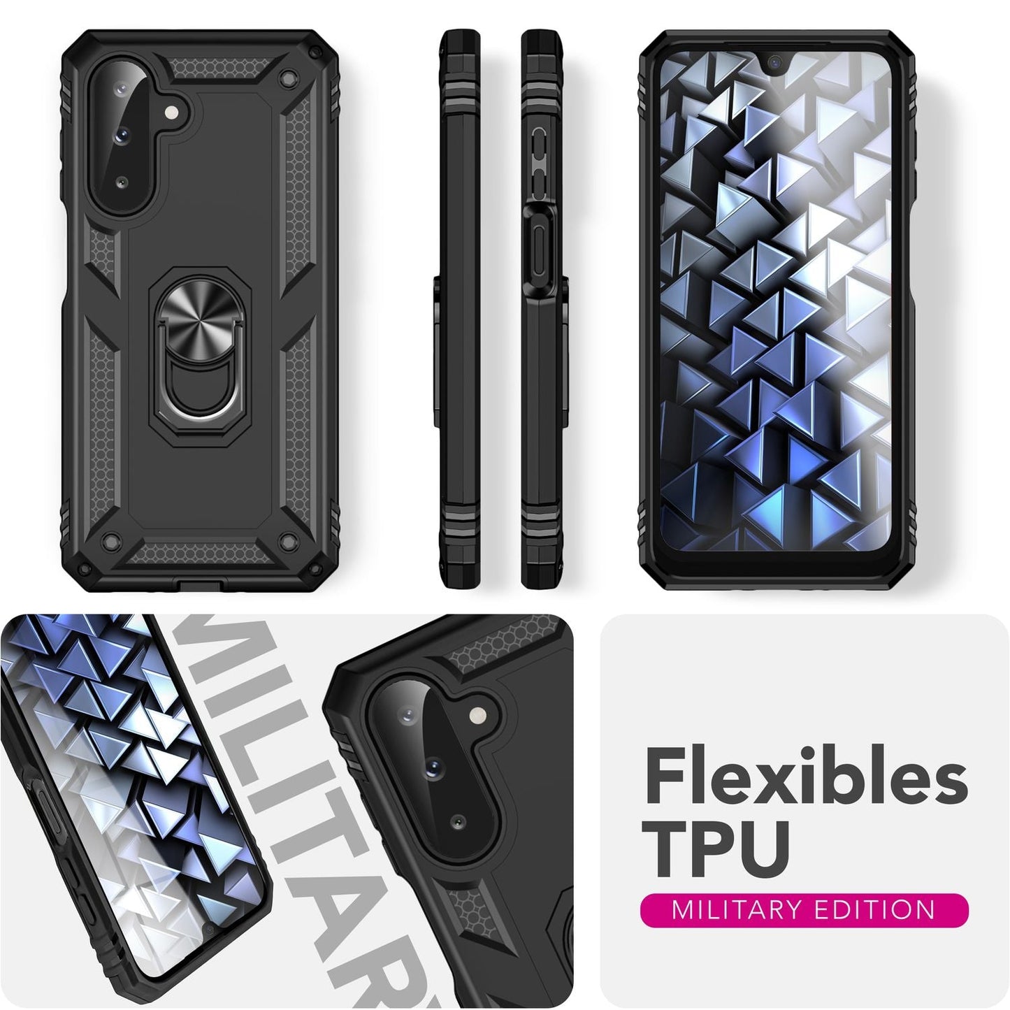 NALIA Panzerhülle für Samsung Galaxy A26 – Ring-Ständer 360° & Magnet-Halterung Kompatibel – RINGDEFEND (Stoßfestes Outdoor Case) – Marke aus Berlin