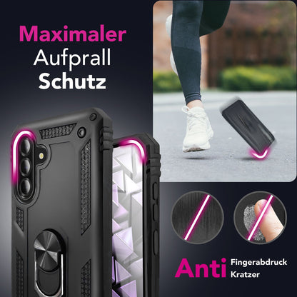 NALIA Panzerhülle für Samsung Galaxy A36 – Ring-Ständer 360° & Magnet-Halterung Kompatibel – RINGDEFEND (Stoßfestes Outdoor Case) – Marke aus Berlin