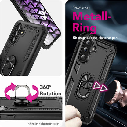 NALIA Panzerhülle für Samsung Galaxy A36 – Ring-Ständer 360° & Magnet-Halterung Kompatibel – RINGDEFEND (Stoßfestes Outdoor Case) – Marke aus Berlin
