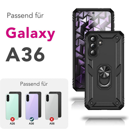 NALIA Panzerhülle für Samsung Galaxy A36 – Ring-Ständer 360° & Magnet-Halterung Kompatibel – RINGDEFEND (Stoßfestes Outdoor Case) – Marke aus Berlin