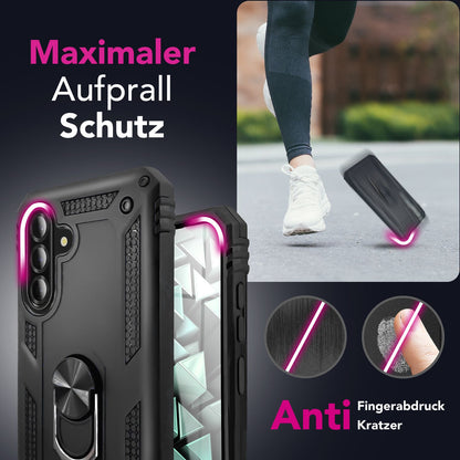 NALIA Panzerhülle für Samsung Galaxy A56 – Ring-Ständer 360° & Magnet-Halterung Kompatibel – RINGDEFEND (Stoßfestes Outdoor Case) – Marke aus Berlin