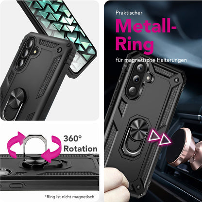 NALIA Panzerhülle für Samsung Galaxy A56 – Ring-Ständer 360° & Magnet-Halterung Kompatibel – RINGDEFEND (Stoßfestes Outdoor Case) – Marke aus Berlin
