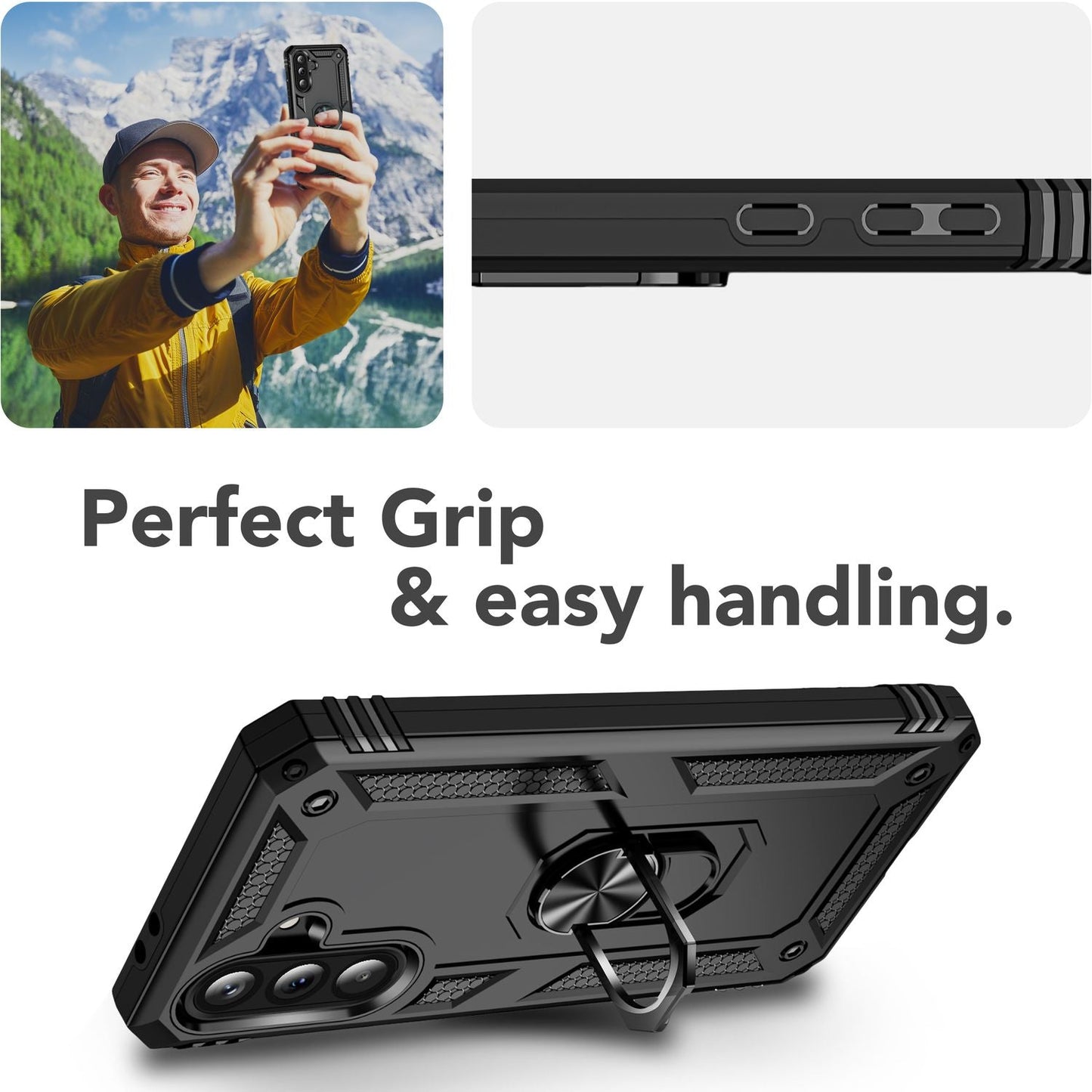 NALIA Panzerhülle für Samsung Galaxy A56 – Ring-Ständer 360° & Magnet-Halterung Kompatibel – RINGDEFEND (Stoßfestes Outdoor Case) – Marke aus Berlin