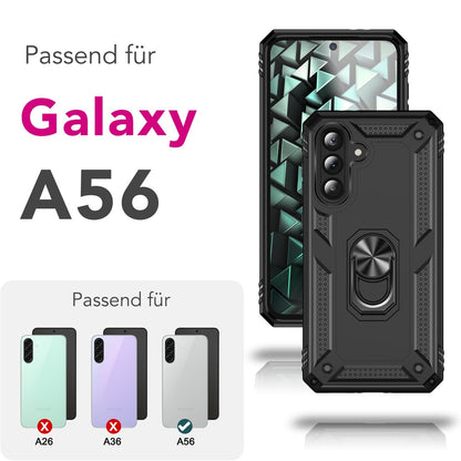 NALIA Panzerhülle für Samsung Galaxy A56 – Ring-Ständer 360° & Magnet-Halterung Kompatibel – RINGDEFEND (Stoßfestes Outdoor Case) – Marke aus Berlin