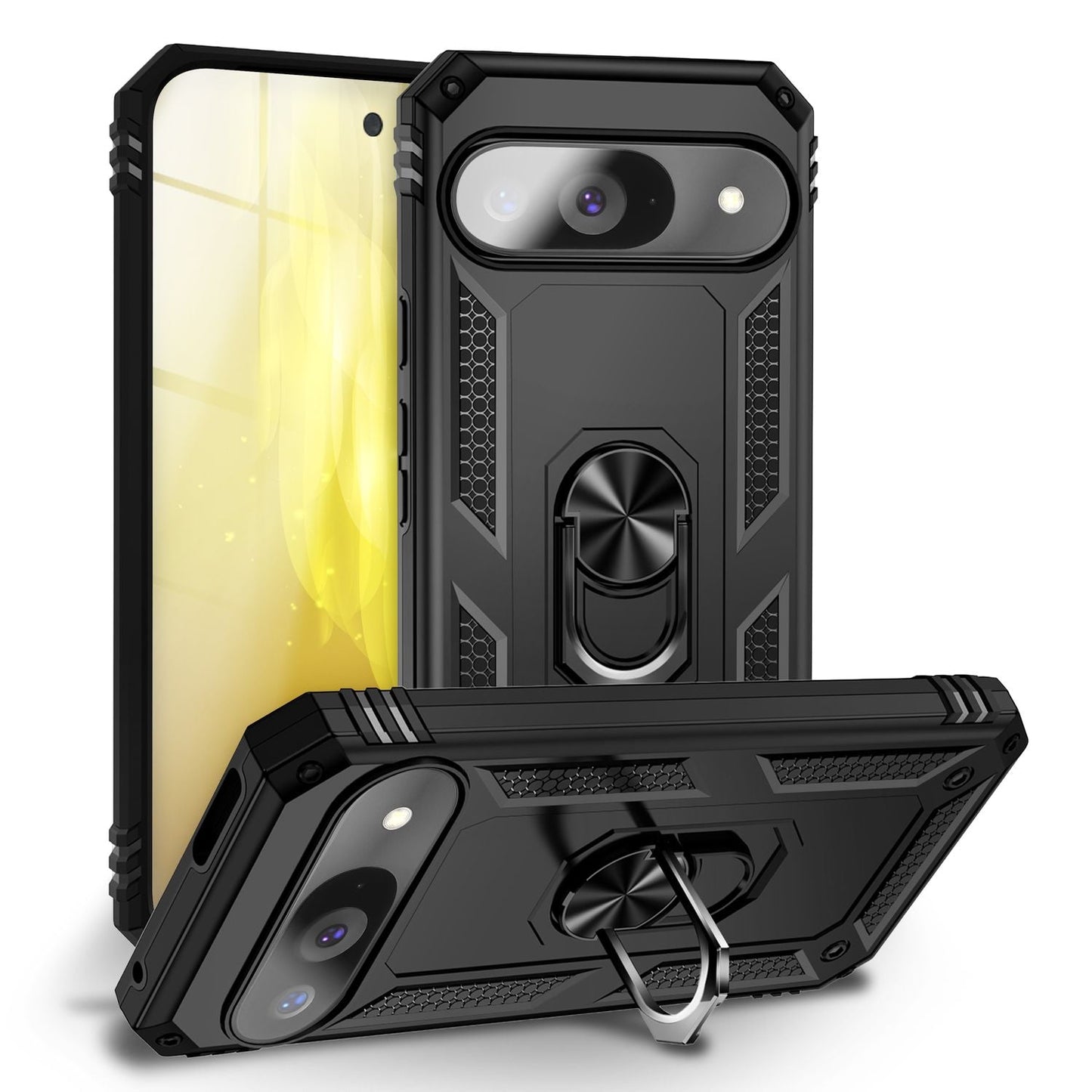 NALIA Panzerhülle für Google Pixel 9 – Ring-Ständer 360° & Magnet-Halterung Kompatibel – RINGDEFEND (Stoßfestes Outdoor Case) – Marke aus Berlin