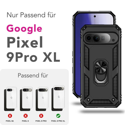 NALIA Panzerhülle für Google Pixel 9 Pro XL – Ring-Ständer 360° & Magnet-Halterung Kompatibel – RINGDEFEND (Stoßfestes Outdoor Case) – Marke aus Berlin