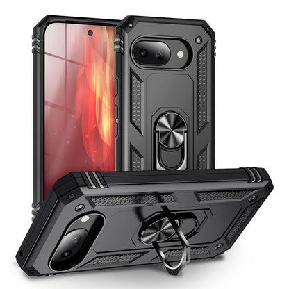 NALIA Panzerhülle für Google Pixel 9a – Ring-Ständer 360° & Magnet-Halterung Kompatibel – RINGDEFEND (Stoßfestes Outdoor Case) – Marke aus Berlin