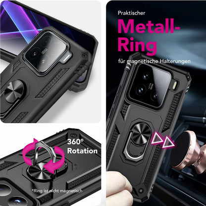 NALIA Panzerhülle für Xiaomi 15 – Ring-Ständer 360° & Magnet-Halterung Kompatibel – RINGDEFEND (Stoßfestes Outdoor Case) – Marke aus Berlin