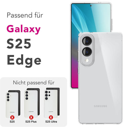 NALIA Transparente Silikonhülle für Samsung Galaxy S25 Edge – Anti-Gelb & Rutschfest – GLAZE (Handyhülle Kristallklar, Schlank & Stoßfest) – Marke aus Berlin