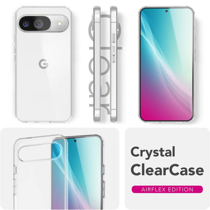 NALIA Transparente Silikonhülle für Google Pixel 9 – Anti-Gelb & Rutschfest – GLAZE (Handyhülle Kristallklar, Schlank & Stoßfest) – Marke aus Berlin