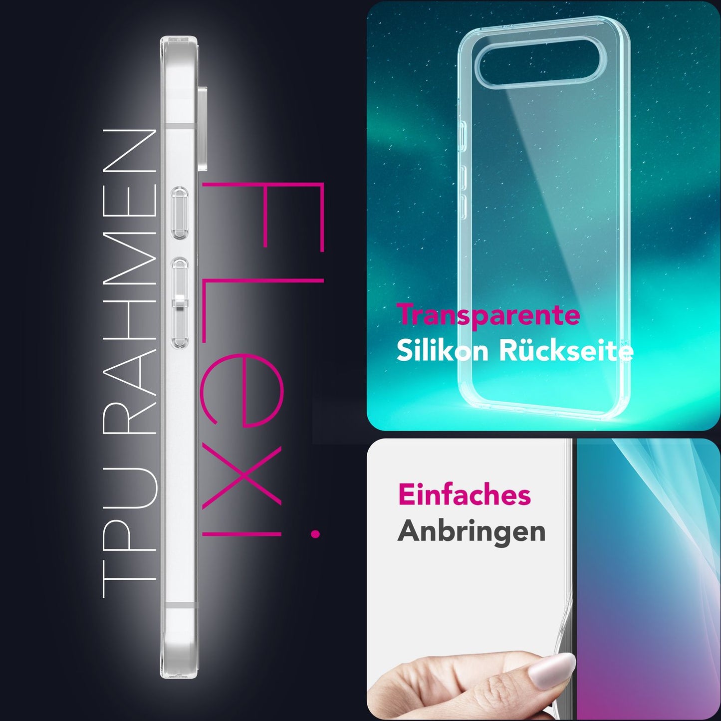 NALIA Transparente Silikonhülle für Google Pixel 9 Pro XL – Anti-Gelb & Rutschfest – GLAZE (Handyhülle Kristallklar, Schlank & Stoßfest) – Marke aus Berlin