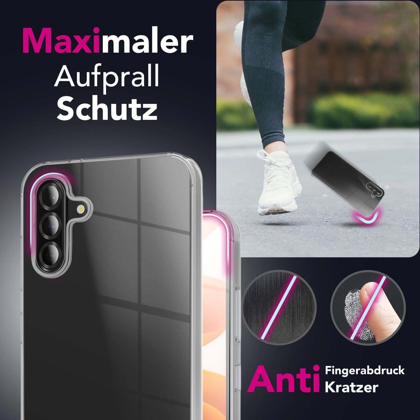 NALIA Transparente Silikonhülle für Samsung Galaxy A26 – Anti-Gelb & Rutschfest – GLAZE (Handyhülle Kristallklar, Schlank & Stoßfest) – Marke aus Berlin