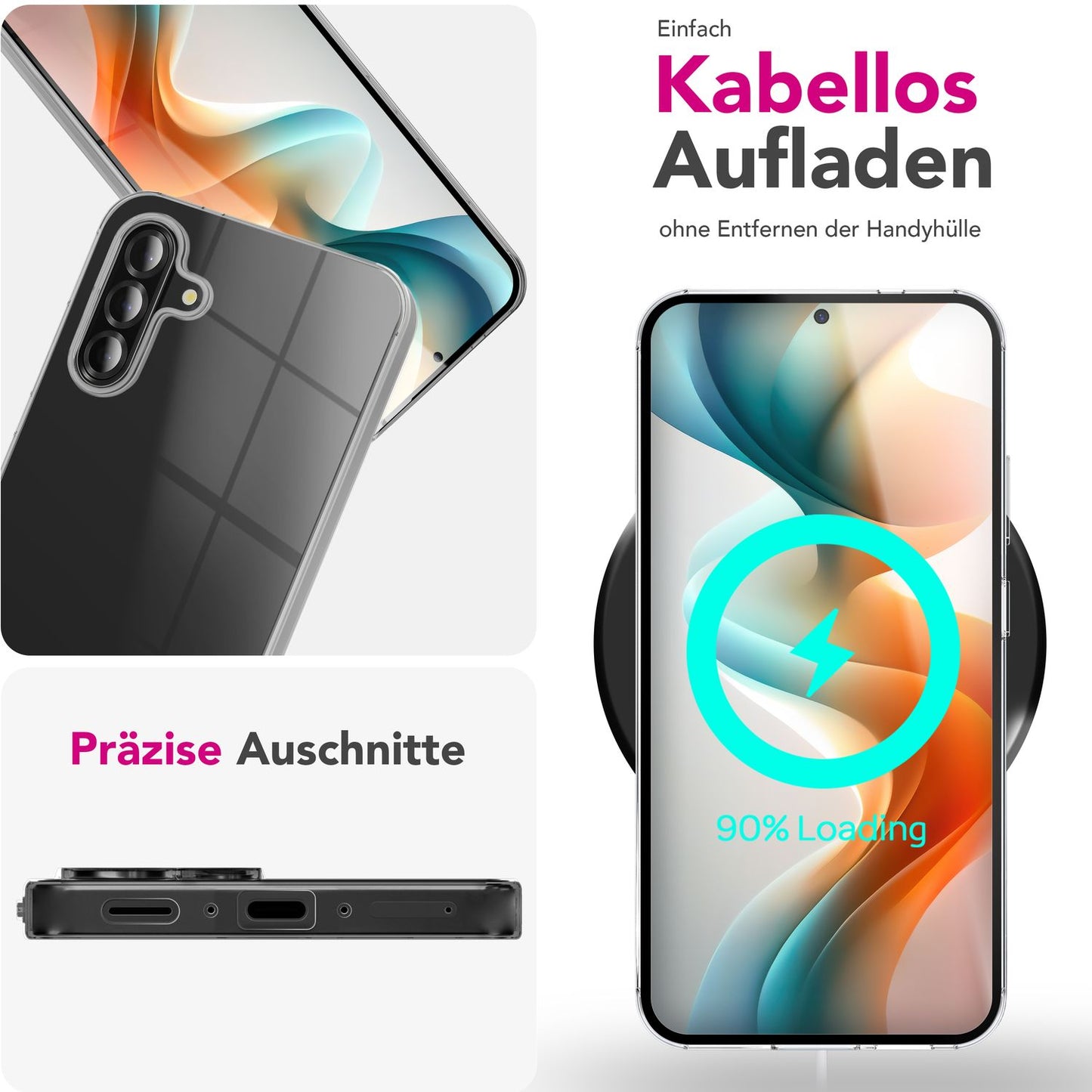 NALIA Transparente Silikonhülle für Samsung Galaxy A36 / A56 – Anti-Gelb & Rutschfest – GLAZE (Handyhülle Kristallklar, Schlank & Stoßfest) – Marke aus Berlin