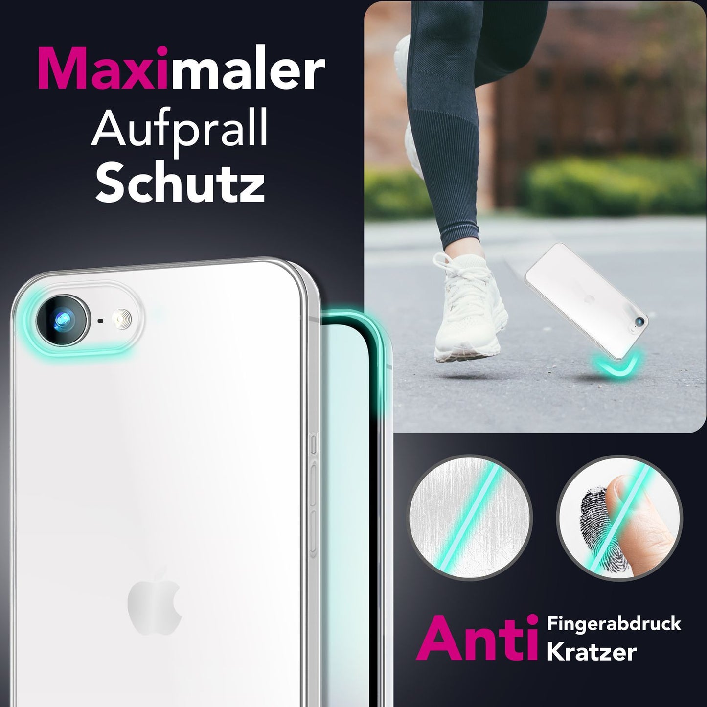 NALIA Transparente Silikonhülle für iPhone 16e / 17e – Anti-Gelb & Rutschfest – GLAZE (Handyhülle Kristallklar, Schlank & Stoßfest) – Marke aus Berlin