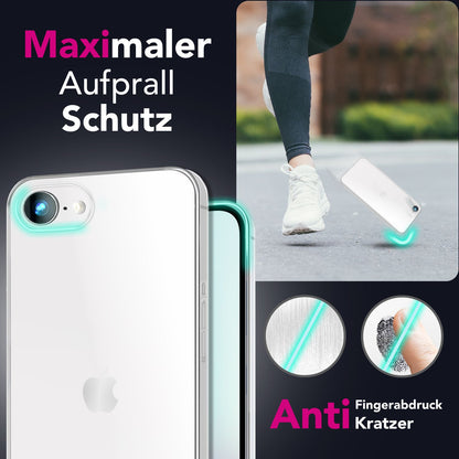 NALIA Transparente Silikonhülle für iPhone 16e / 17e – Anti-Gelb & Rutschfest – GLAZE (Handyhülle Kristallklar, Schlank & Stoßfest) – Marke aus Berlin