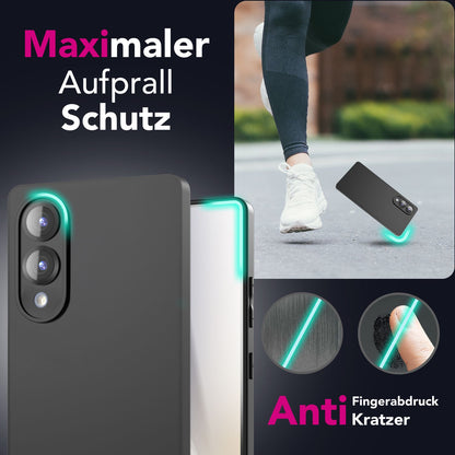 NALIA Matte Silikonhülle für Samsung Galaxy S25 Edge – Slim, Schwarz & Rutschfest – STRIDER (Soft Case, Kameraschutz & Stoßfest) – Marke aus Berlin
