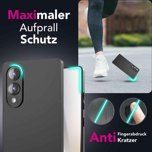 NALIA Matte Silikonhülle für Samsung Galaxy S25 Edge – Slim, Schwarz & Rutschfest – STRIDER (Soft Case, Kameraschutz & Stoßfest) – Marke aus Berlin