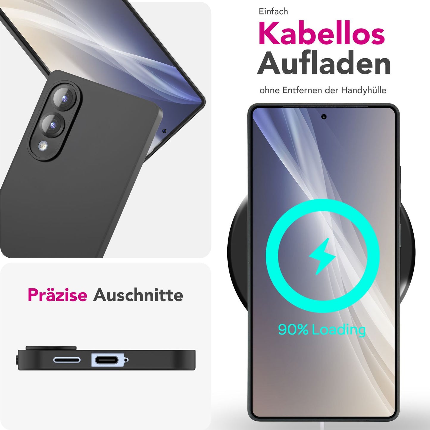 NALIA Matte Silikonhülle für Samsung Galaxy S25 Edge – Slim, Schwarz & Rutschfest – STRIDER (Soft Case, Kameraschutz & Stoßfest) – Marke aus Berlin