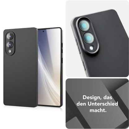 NALIA Matte Silikonhülle für Samsung Galaxy S25 Edge – Slim, Schwarz & Rutschfest – STRIDER (Soft Case, Kameraschutz & Stoßfest) – Marke aus Berlin