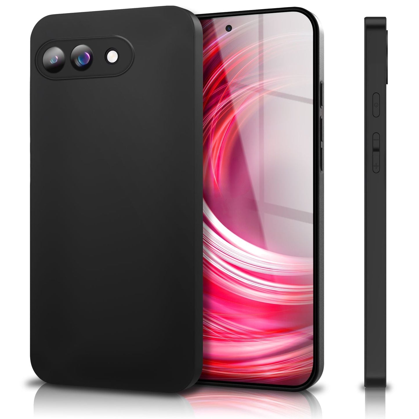 NALIA Matte Silikonhülle für Google Pixel 9a – Slim, Schwarz & Rutschfest – STRIDER (Soft Case, Kameraschutz & Stoßfest) – Marke aus Berlin
