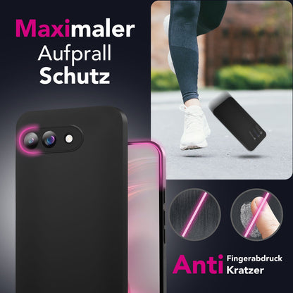 NALIA Matte Silikonhülle für Google Pixel 9a – Slim, Schwarz & Rutschfest – STRIDER (Soft Case, Kameraschutz & Stoßfest) – Marke aus Berlin