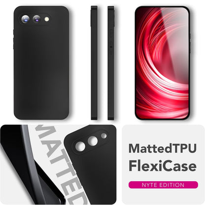 NALIA Matte Silikonhülle für Google Pixel 9a – Slim, Schwarz & Rutschfest – STRIDER (Soft Case, Kameraschutz & Stoßfest) – Marke aus Berlin