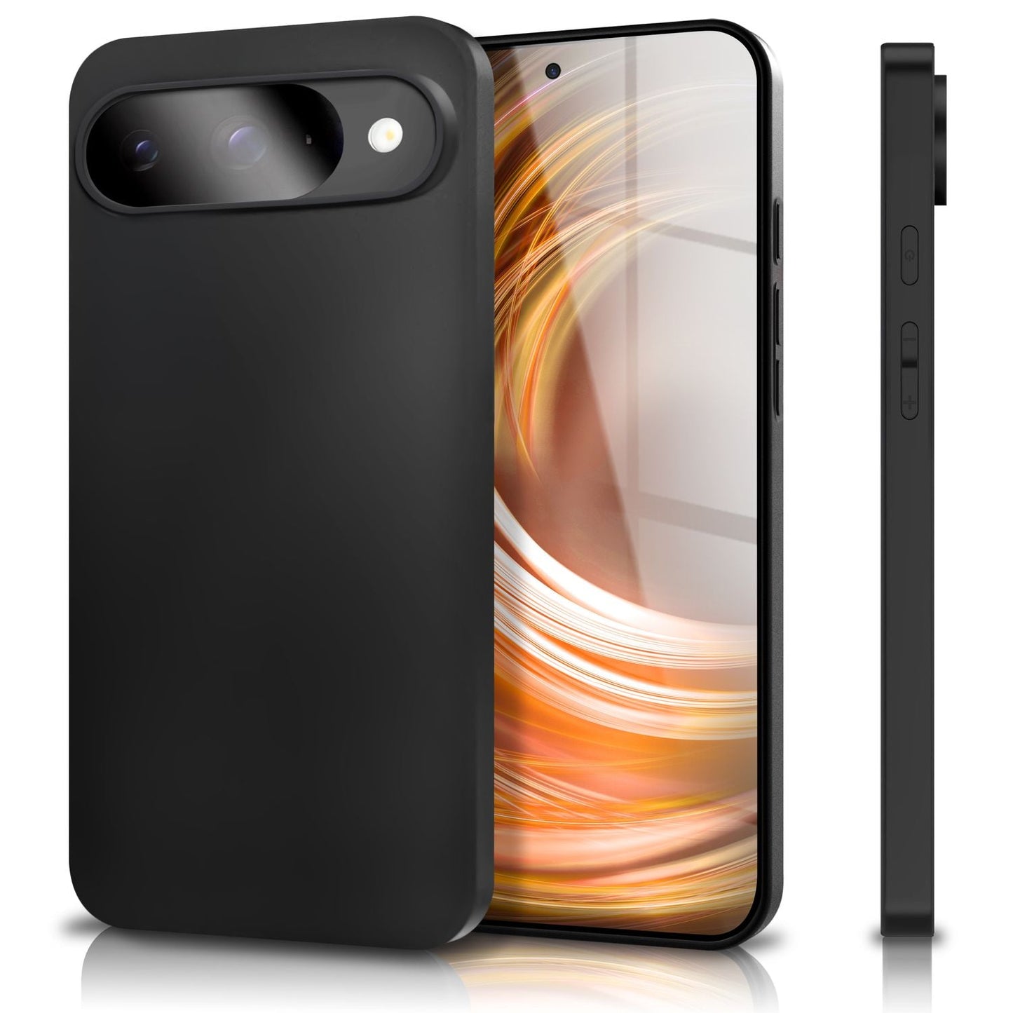 NALIA Matte Silikonhülle für Google Pixel 9 – Slim, Schwarz & Rutschfest – STRIDER (Soft Case, Kameraschutz & Stoßfest) – Marke aus Berlin