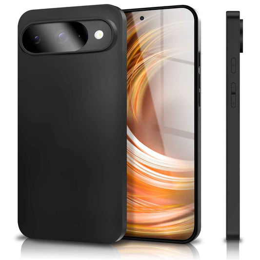 NALIA Matte Silikonhülle für Google Pixel 9 – Slim, Schwarz & Rutschfest – STRIDER (Soft Case, Kameraschutz & Stoßfest) – Marke aus Berlin