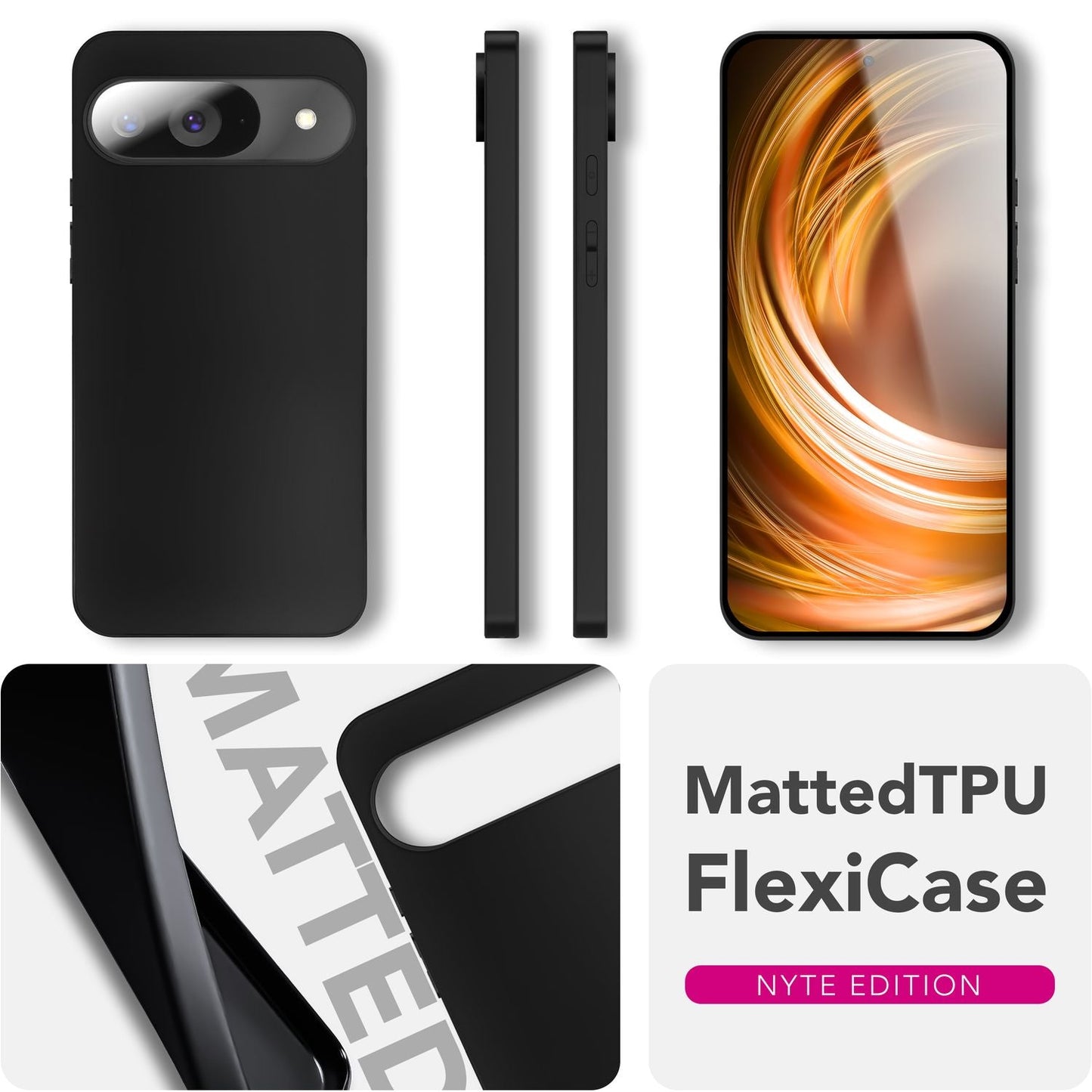 NALIA Matte Silikonhülle für Google Pixel 9 – Slim, Schwarz & Rutschfest – STRIDER (Soft Case, Kameraschutz & Stoßfest) – Marke aus Berlin