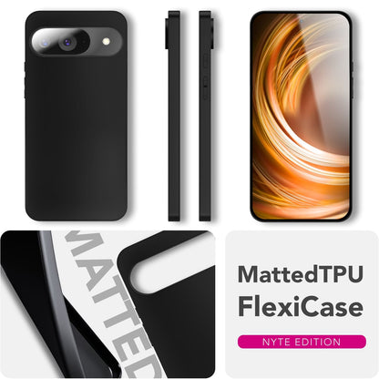 NALIA Matte Silikonhülle für Google Pixel 9 – Slim, Schwarz & Rutschfest – STRIDER (Soft Case, Kameraschutz & Stoßfest) – Marke aus Berlin