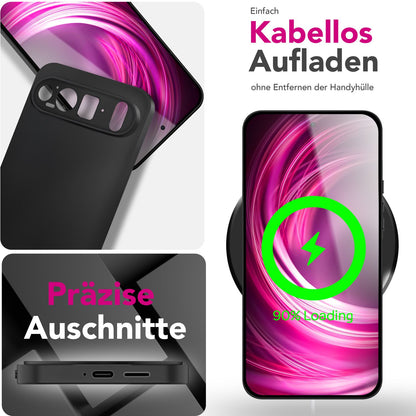 NALIA Matte Silikonhülle für Google Pixel 9 Pro XL – Slim, Schwarz & Rutschfest – STRIDER (Soft Case, Kameraschutz & Stoßfest) – Marke aus Berlin