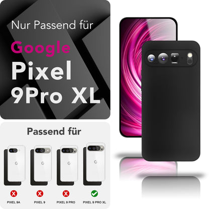 NALIA Matte Silikonhülle für Google Pixel 9 Pro XL – Slim, Schwarz & Rutschfest – STRIDER (Soft Case, Kameraschutz & Stoßfest) – Marke aus Berlin