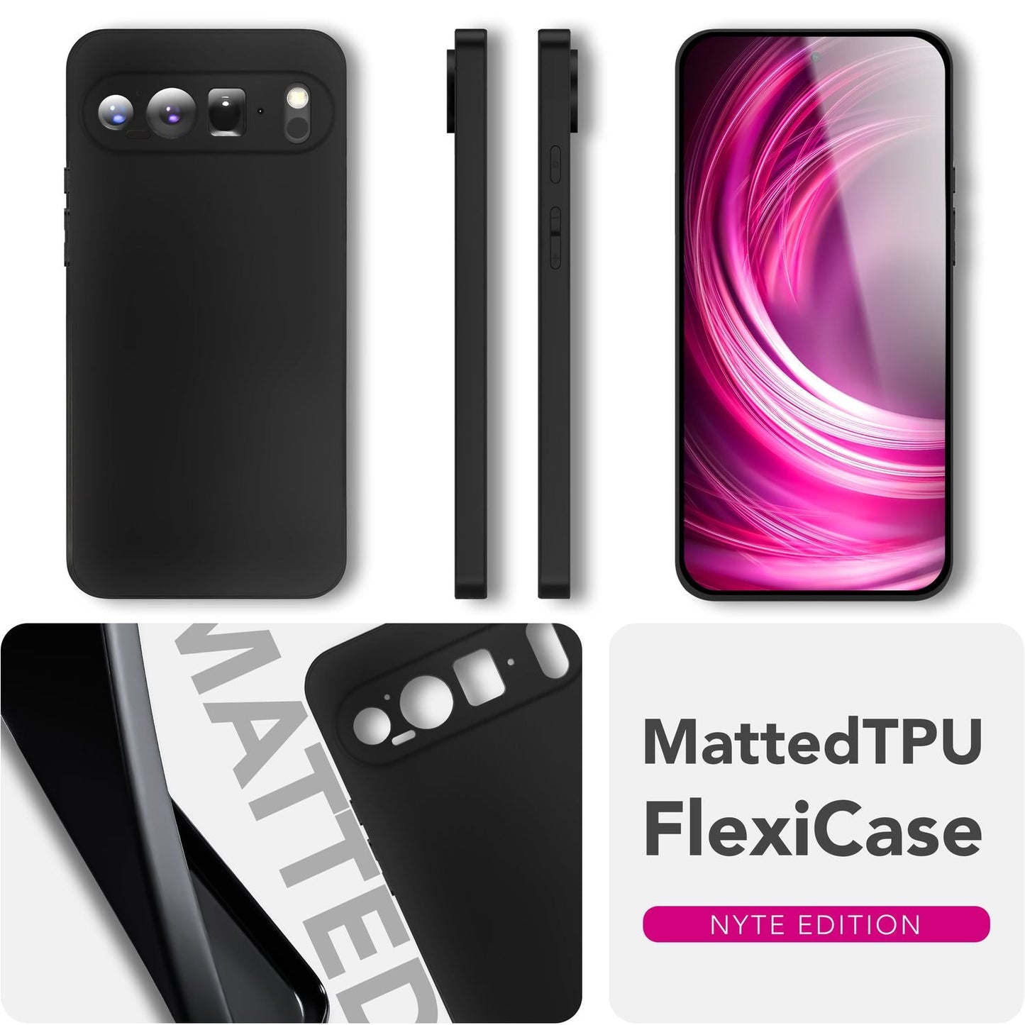 NALIA Matte Silikonhülle für Google Pixel 9 Pro XL – Slim, Schwarz & Rutschfest – STRIDER (Soft Case, Kameraschutz & Stoßfest) – Marke aus Berlin