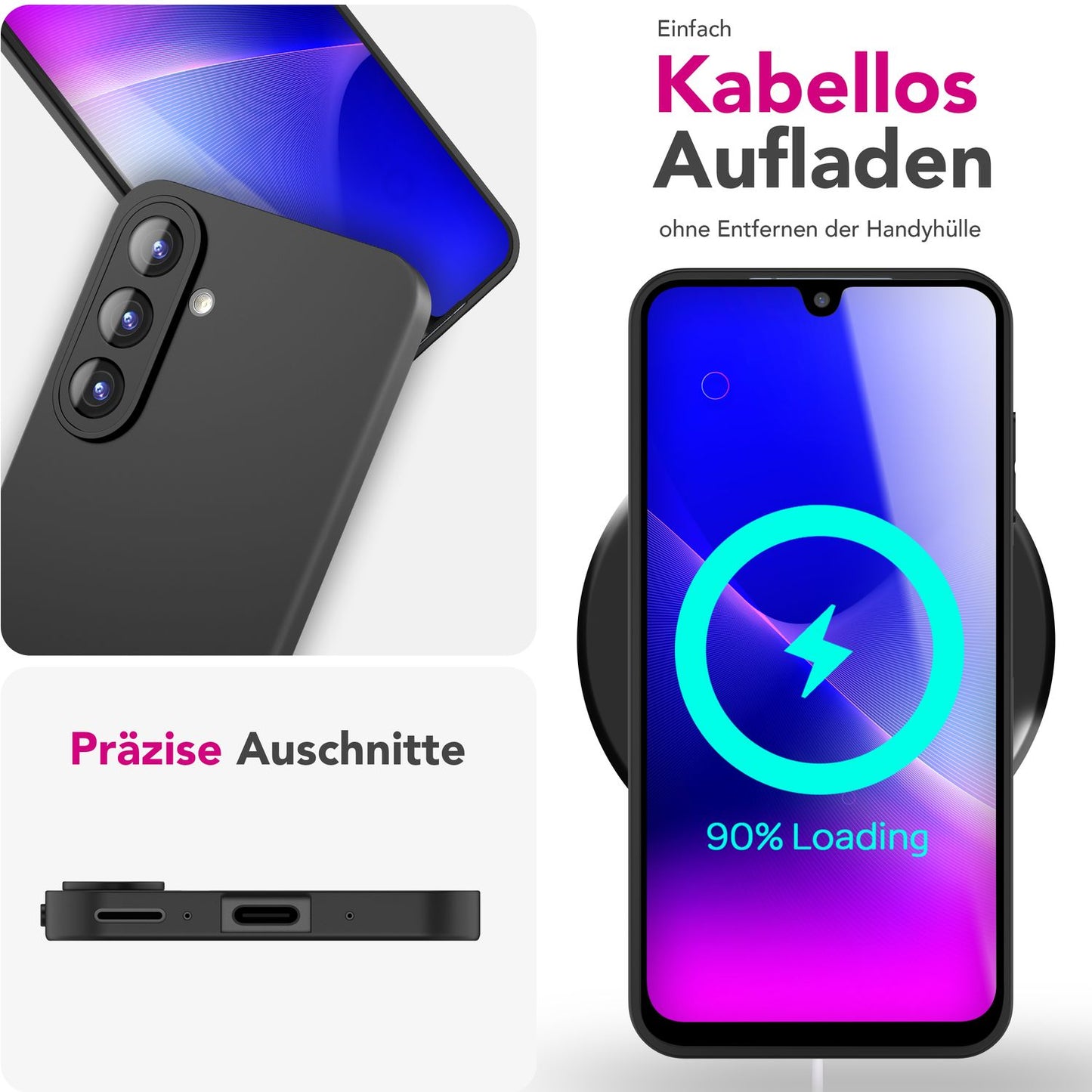 NALIA Matte Silikonhülle für Samsung Galaxy A26 – Slim, Schwarz & Rutschfest – STRIDER (Soft Case, Kameraschutz & Stoßfest) – Marke aus Berlin