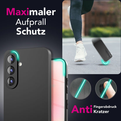 NALIA Matte Silikonhülle für Samsung Galaxy A36 – Slim, Schwarz & Rutschfest – STRIDER (Soft Case, Kameraschutz & Stoßfest) – Marke aus Berlin