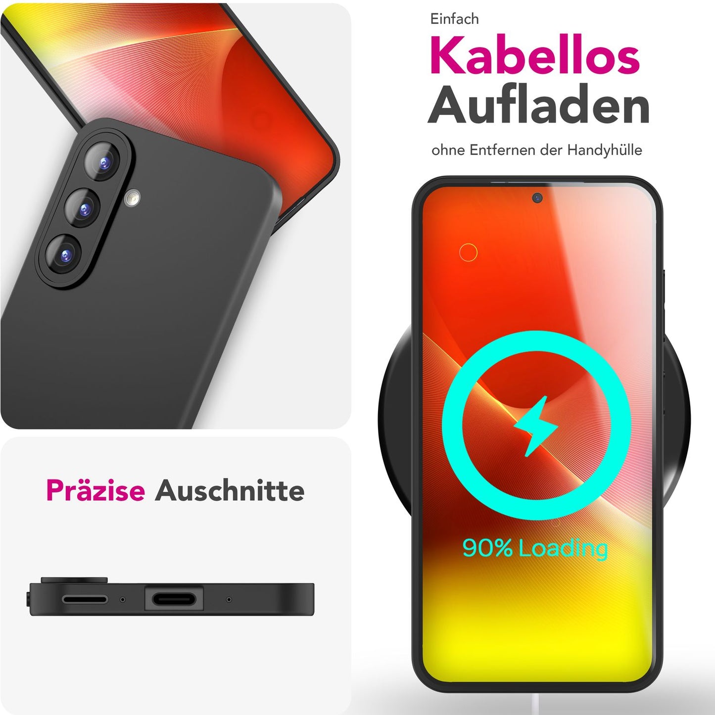 NALIA Matte Silikonhülle für Samsung Galaxy A36 – Slim, Schwarz & Rutschfest – STRIDER (Soft Case, Kameraschutz & Stoßfest) – Marke aus Berlin