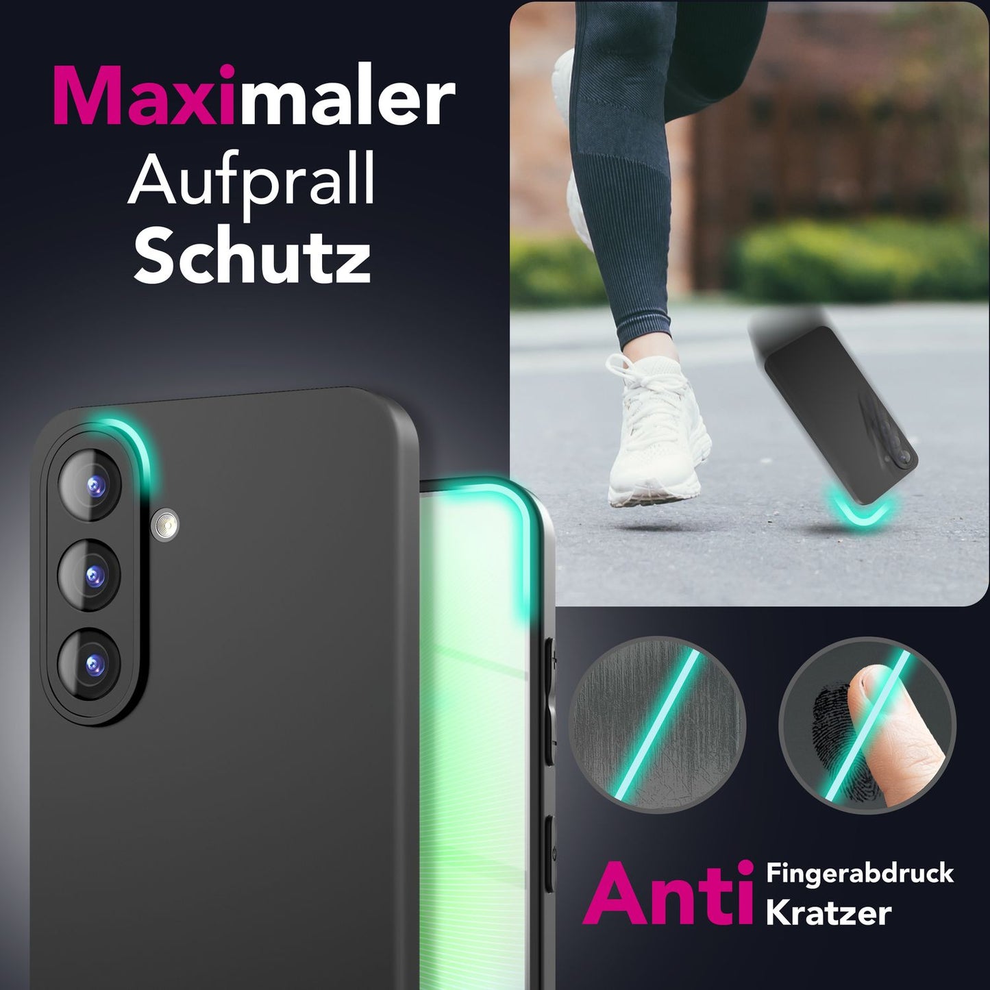 NALIA Matte Silikonhülle für Samsung Galaxy A56 – Slim, Schwarz & Rutschfest – STRIDER (Soft Case, Kameraschutz & Stoßfest) – Marke aus Berlin
