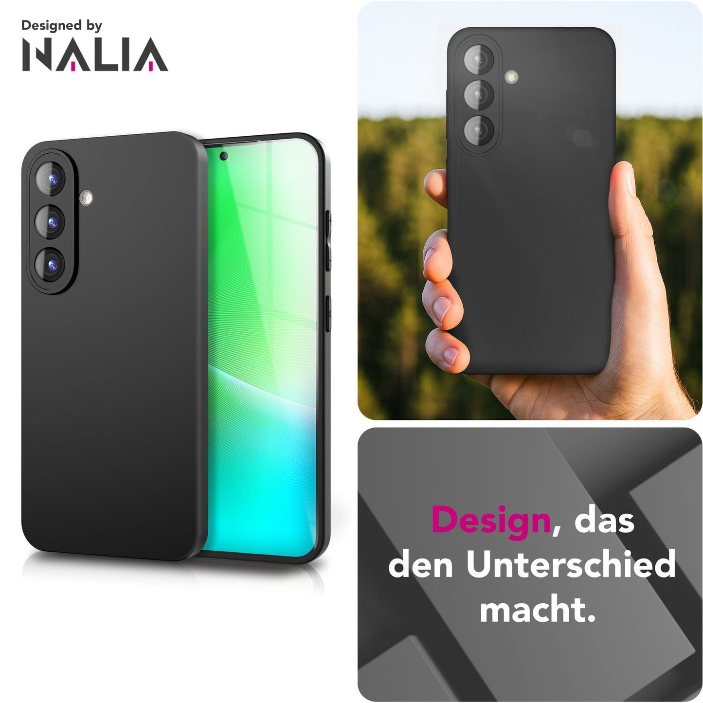 NALIA Matte Silikonhülle für Samsung Galaxy A56 – Slim, Schwarz & Rutschfest – STRIDER (Soft Case, Kameraschutz & Stoßfest) – Marke aus Berlin