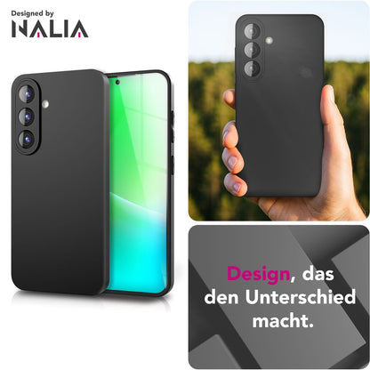 NALIA Matte Silikonhülle für Samsung Galaxy A56 – Slim, Schwarz & Rutschfest – STRIDER (Soft Case, Kameraschutz & Stoßfest) – Marke aus Berlin