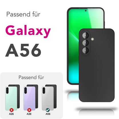 NALIA Matte Silikonhülle für Samsung Galaxy A56 – Slim, Schwarz & Rutschfest – STRIDER (Soft Case, Kameraschutz & Stoßfest) – Marke aus Berlin