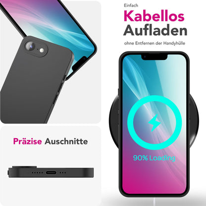 NALIA Matte Silikonhülle für iPhone 16e / 17e – Slim, Schwarz & Rutschfest – STRIDER (Soft Case, Kameraschutz & Stoßfest) – Marke aus Berlin