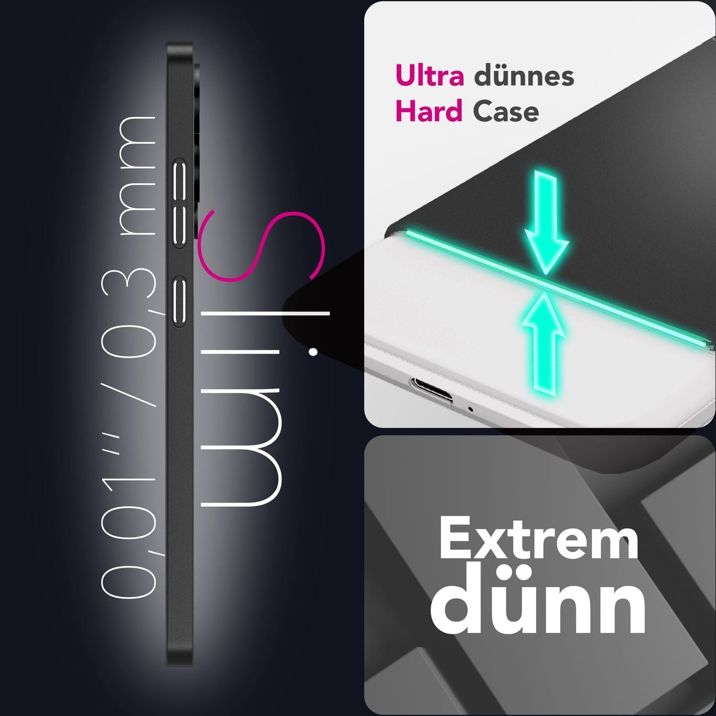 NALIA Ultra Slim Hardcase für Samsung Galaxy S25 Edge – Matt & 0.3mm Dünn – PHANTOM (Dünnes Cover & Kamera-Vollschutz) – Marke aus Berlin