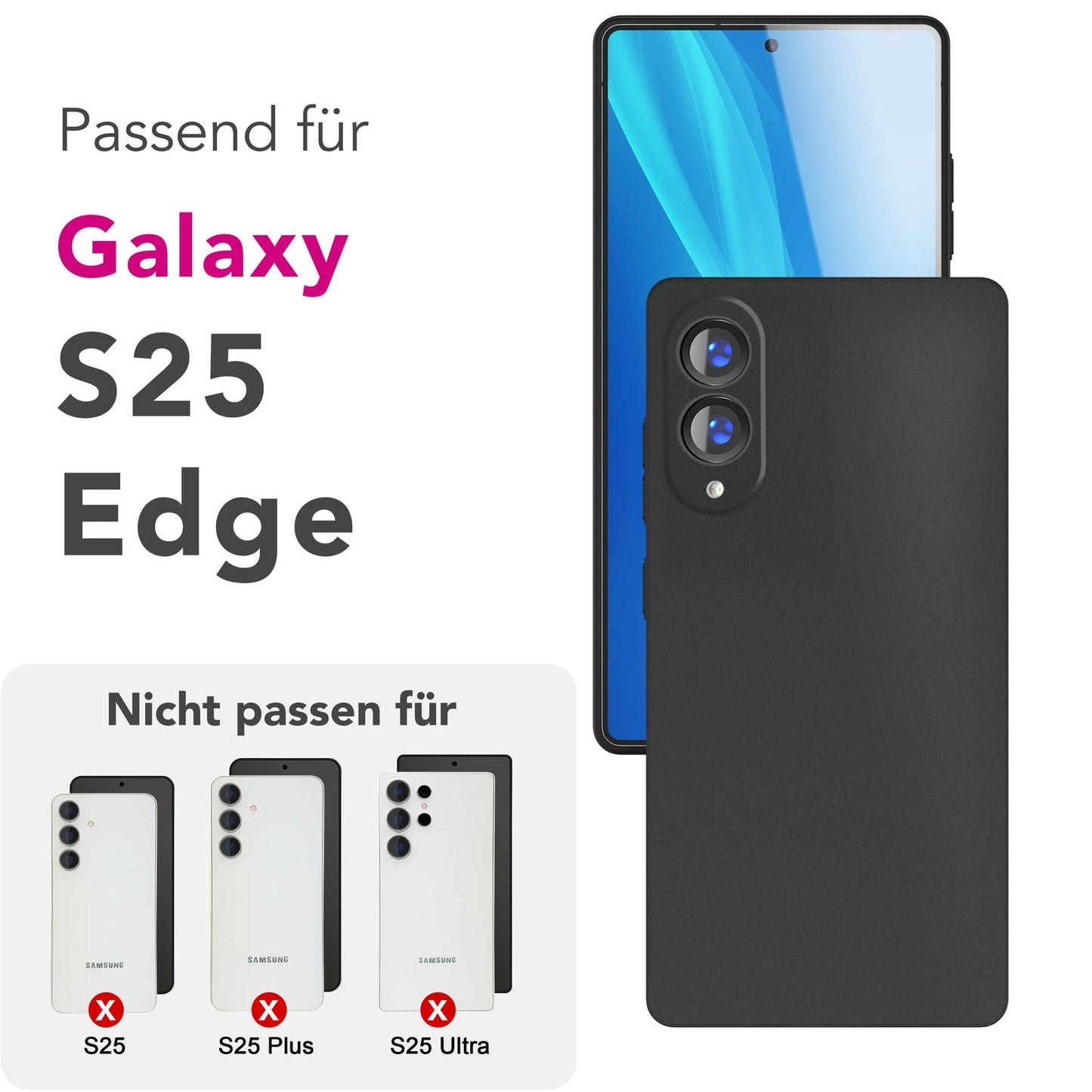NALIA Ultra Slim Hardcase für Samsung Galaxy S25 Edge – Matt & 0.3mm Dünn – PHANTOM (Dünnes Cover & Kamera-Vollschutz) – Marke aus Berlin
