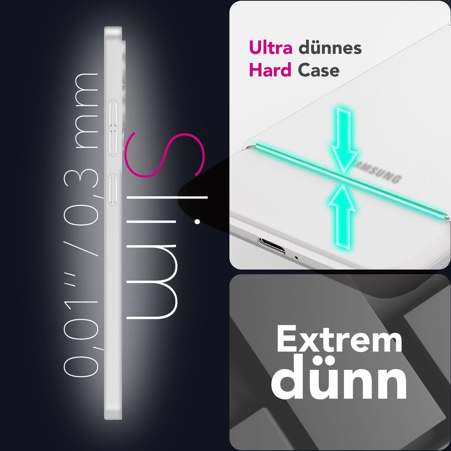 NALIA Ultra Slim Hardcase für Samsung Galaxy S25 Edge – Matt & 0.3mm Dünn – PHANTOM (Dünnes Cover & Kamera-Vollschutz) – Marke aus Berlin