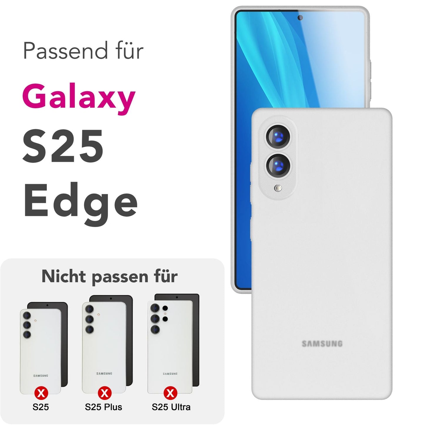 NALIA Ultra Slim Hardcase für Samsung Galaxy S25 Edge – Matt & 0.3mm Dünn – PHANTOM (Dünnes Cover & Kamera-Vollschutz) – Marke aus Berlin